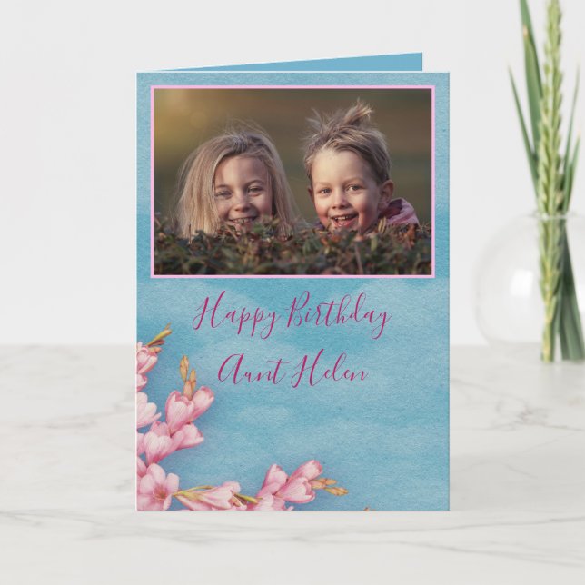 Beautiful Floral Happy Birthday Aunt Photo Card (Front)