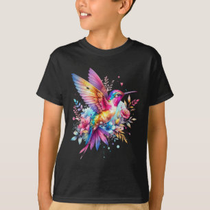 Beautiful Floral Hummingbird Spiritual Tie-dye Ear T-Shirt