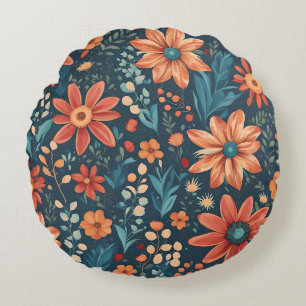 Beautiful Floral Inspiration Round Cushion