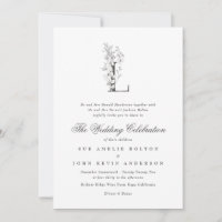 Beautiful Floral 'L' Monogram Sketched Wedding