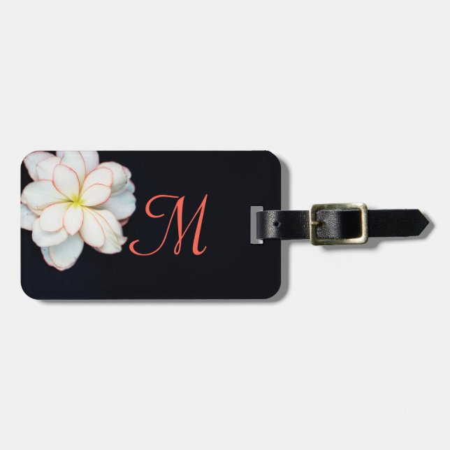 Beautiful Floral Luggage Tag with Monogram (Front Horizontal)