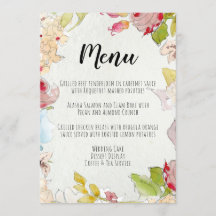 BEAUTIFUL FLORAL MENU CARD