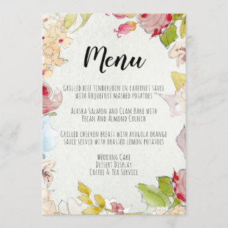 BEAUTIFUL FLORAL MENU CARD
