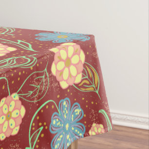 Beautiful floral modern pattern - red tablecloth