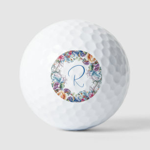 Beautiful Floral Monogrammed Golf Balls