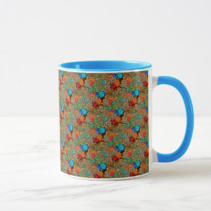 Beautiful Floral Multicolored Pattern Red Blue  Mug