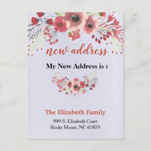 Beautiful Floral New Address Moving Announcement