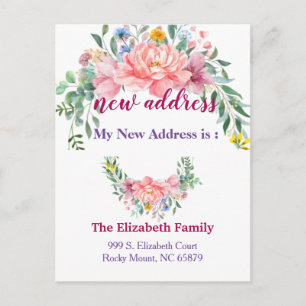 Beautiful Floral New Address Moving Announcement Postcard