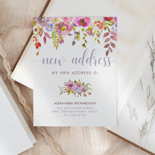 Beautiful Floral   New Address Moving Announcement Postcard