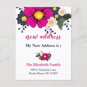 Beautiful Floral New Address Moving Announcement Postcard