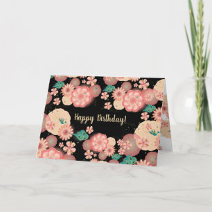 Beautiful Floral Ornaments Pink Garden Flowers Thank You Card