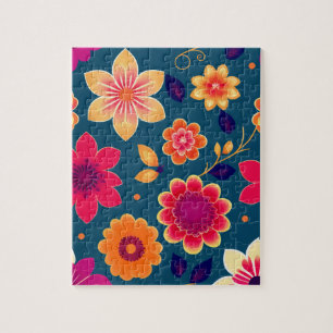 Beautiful Floral Pattern Colourful Flowers Jigsaw Puzzle