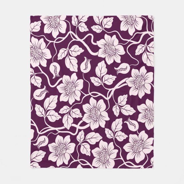 Beautiful Floral Pattern Fleece Blanket (Front)