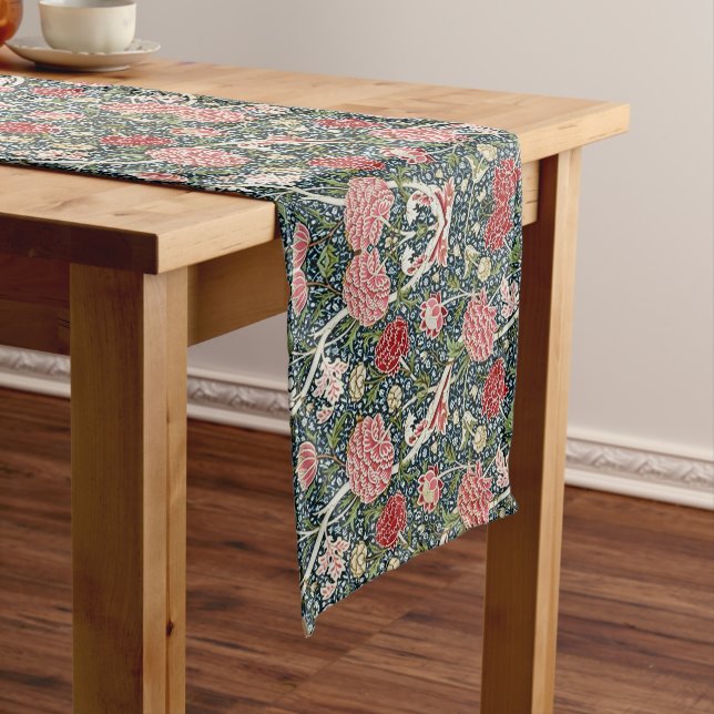 Beautiful Floral Pattern Foliage Flowers Red Pink  Long Table Runner (In Situ)