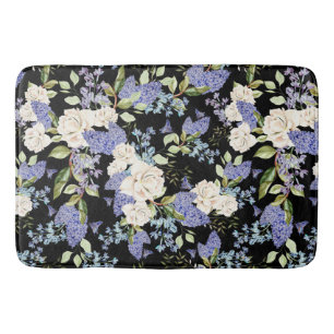 Beautiful Floral Pattern Lilac Roses Foliage Bath Mat