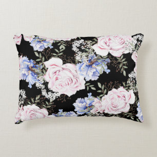 Beautiful Floral Pattern Roses Iris Pink Blue  Decorative Cushion