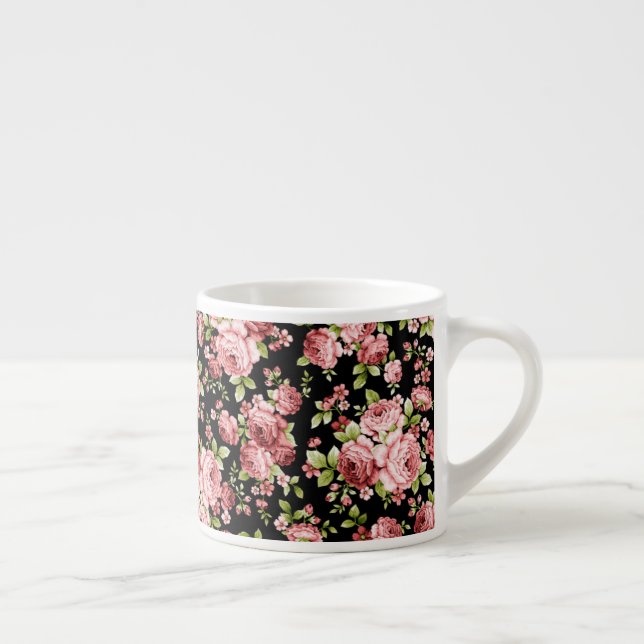 Beautiful Floral Pattern Roses with Green Foliage Espresso Cup (Right)
