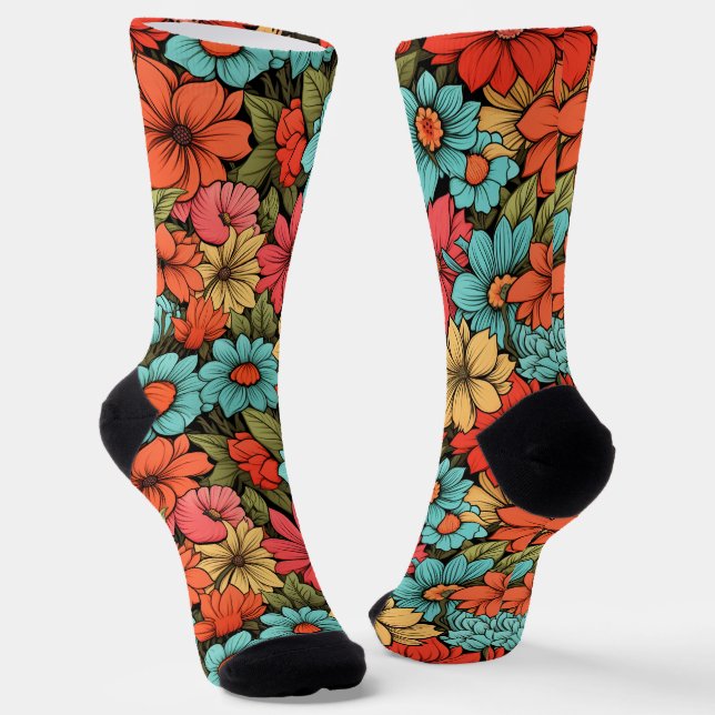 Beautiful Floral Pattern Socks (Angled)