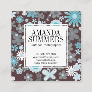 Beautiful Floral Pattern Square Business Card