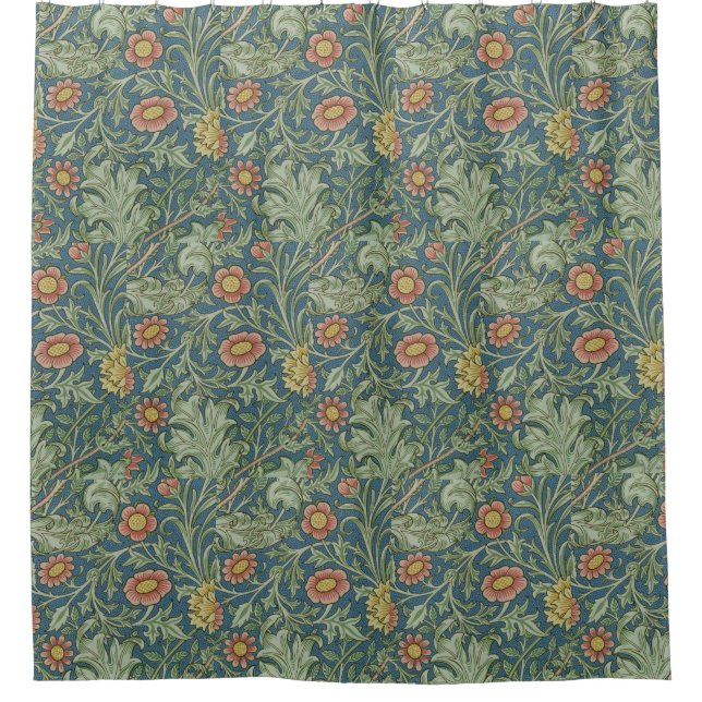 Beautiful Floral Pattern William Morris Green Pink Shower Curtain (Front)