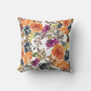 Beautiful Floral Pattern With Bright Autumn Cushion