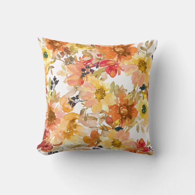 Beautiful Floral Pattern With Bright Autumn Cushion (Front)