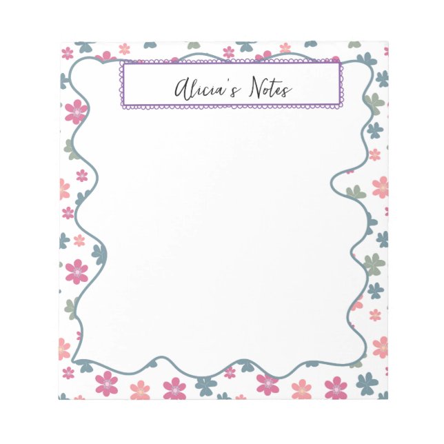 Beautiful Floral Pattern with Name Notepad (Front)