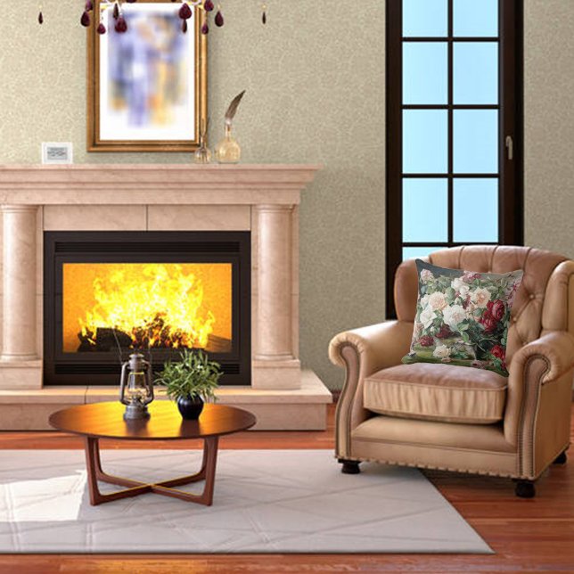 Beautiful Floral Pattern with Roses and Foliage  Cushion (Creator Uploaded)