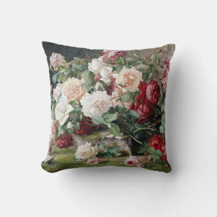 Beautiful Floral Pattern with Roses and Foliage Cushion