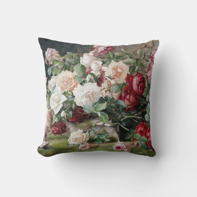 Beautiful Floral Pattern with Roses and Foliage  Cushion (Front)