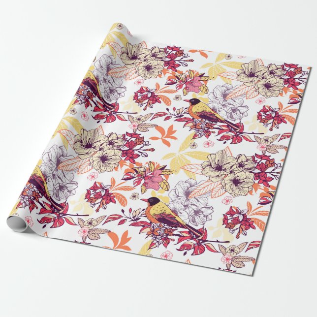 Beautiful Floral pattern Wrapping Paper (Unrolled)