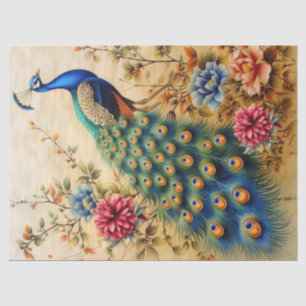 Beautiful Floral Peacock Decoupage Tissue Paper