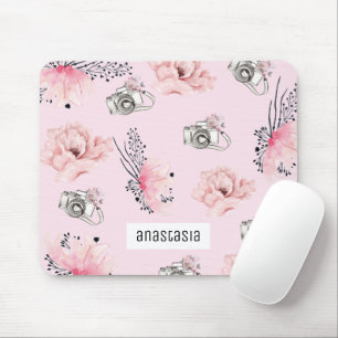 Beautiful Floral Personalised Pastel Pink Mouse Pad
