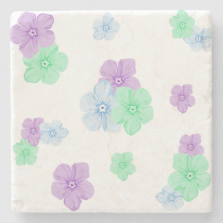 Beautiful Floral Phlox Pattern Colour Pencil - Whi Stone Coaster