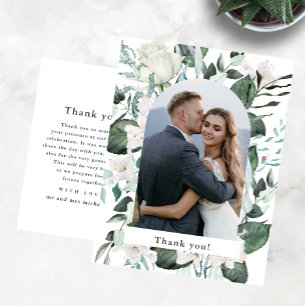 Beautiful Floral Photo Wedding Thank You Message Postcard