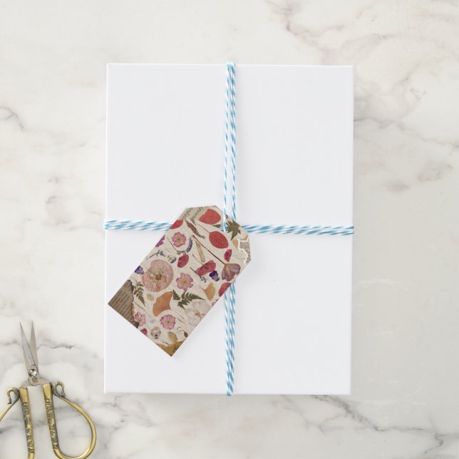 Beautiful Floral Pressed  Gift Tags (With Twine)