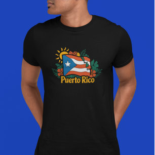 Beautiful Floral Puerto Rico Flag Artwork T-Shirt