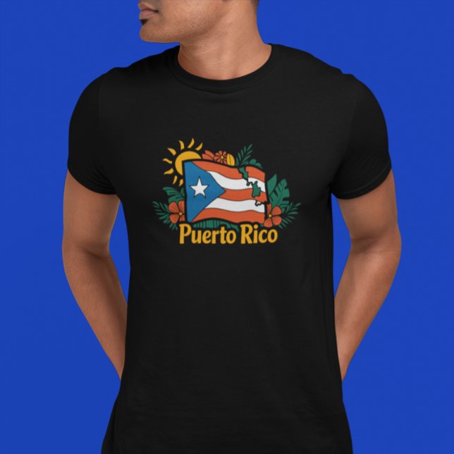 Beautiful Floral Puerto Rico Flag Artwork T-Shirt (Beautiful Floral Puerto Rico Flag Artwork T-Shirt)