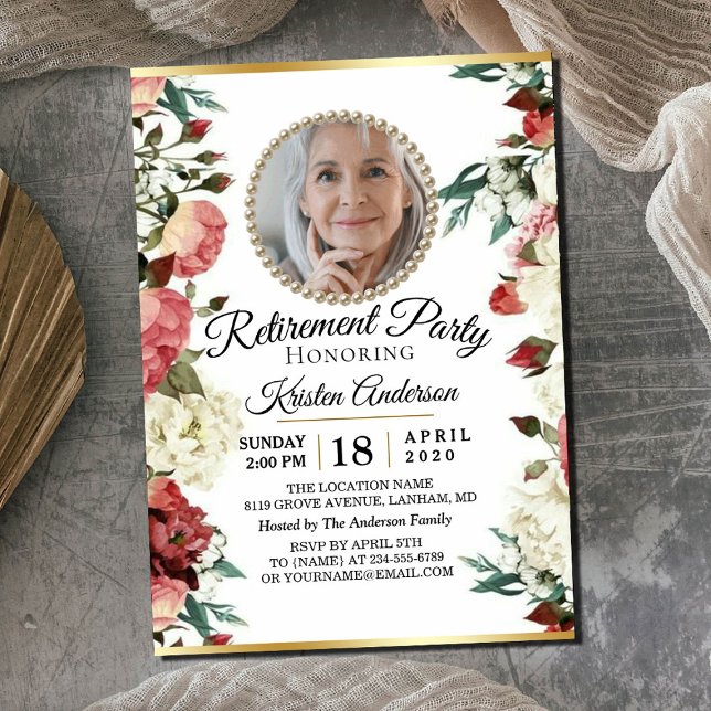 Beautiful Floral Retirement Party Invitation (Creator Uploaded)
