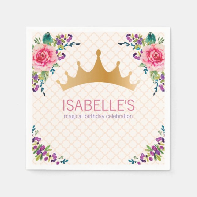 Beautiful Floral Rose Chic Birthday design Napkin (Front)