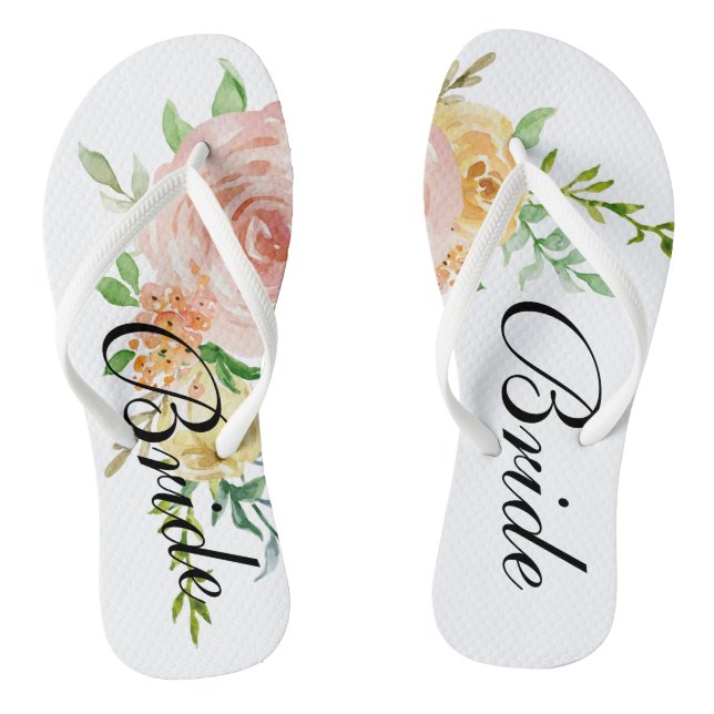 Beautiful Floral Roses Bride Jandals (Footbed)