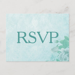 Beautiful Floral RSVP in blue Invitation Postcard