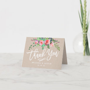 Beautiful Floral Rustic Kraft Wedding Thank You