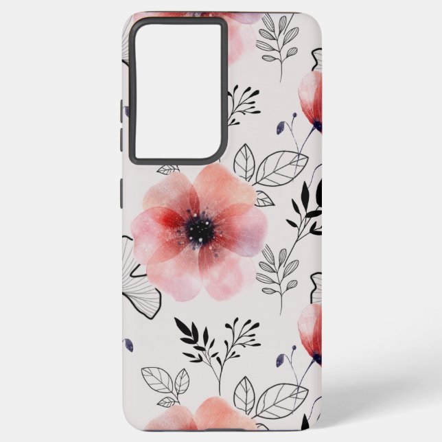Beautiful floral  samsung galaxy s21 ultra case (Back)