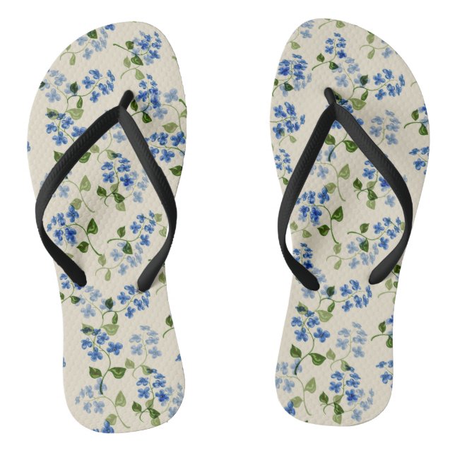 Beautiful floral seamless pattern forget-me-not bl jandals (Footbed)