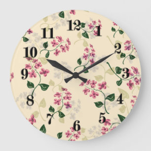 Beautiful floral seamless pattern forget-me-not pi large clock
