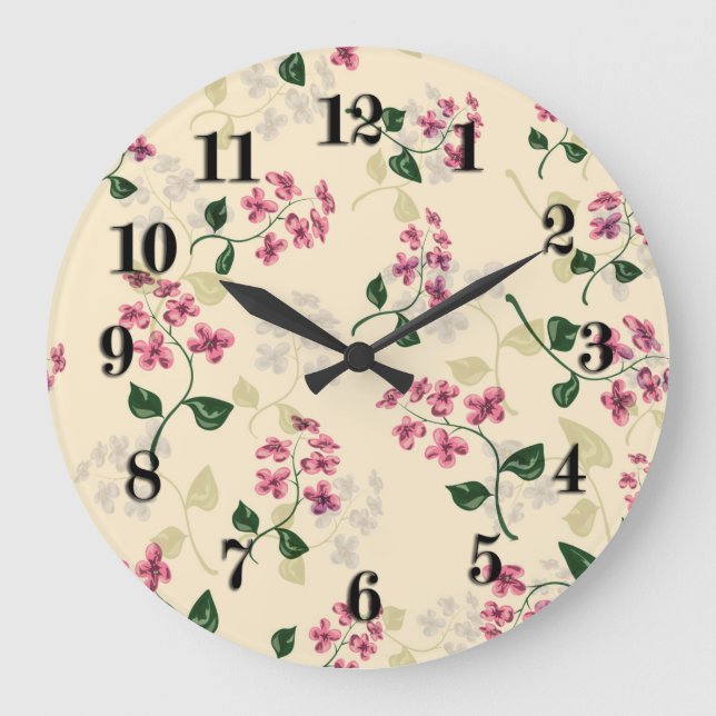 Beautiful floral seamless pattern forget-me-not pi large clock (Front)