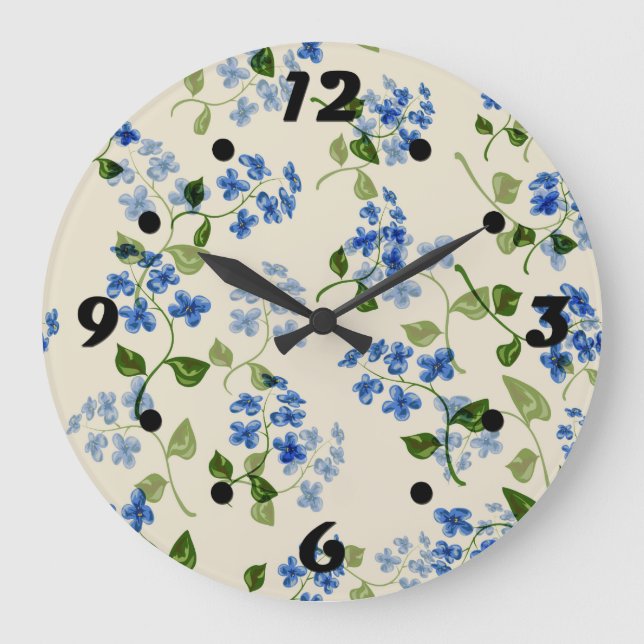 Beautiful floral seamless pattern  large clock (Front)