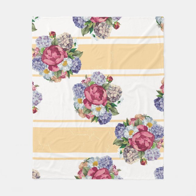 Beautiful floral seamless pattern with hydrangea p fleece blanket (Front)