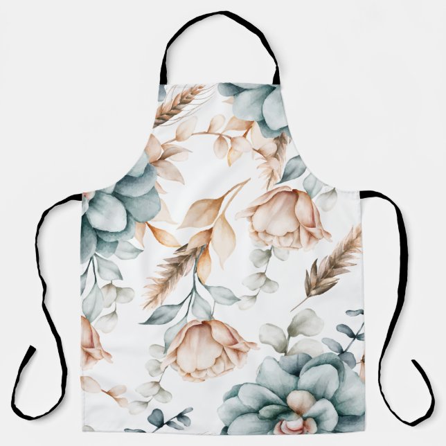 Beautiful floral seamless pattern with vintage  apron (Front)
